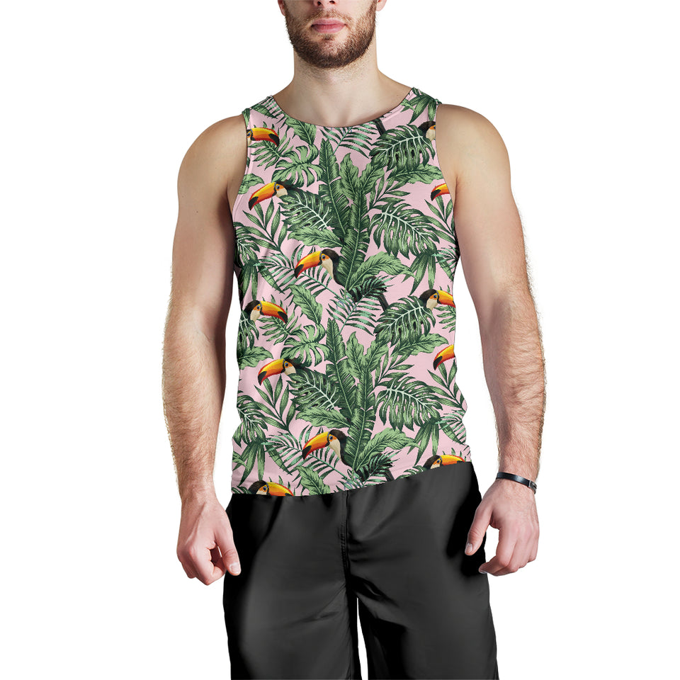 Toucan tropical green jungle palm pattern Men Tank Top