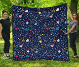 Music Notes Pattern Print Design 03 Premium Quilt