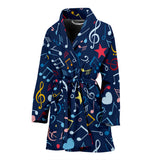 Music Notes Pattern Print Design 03 Women's Bathrobe