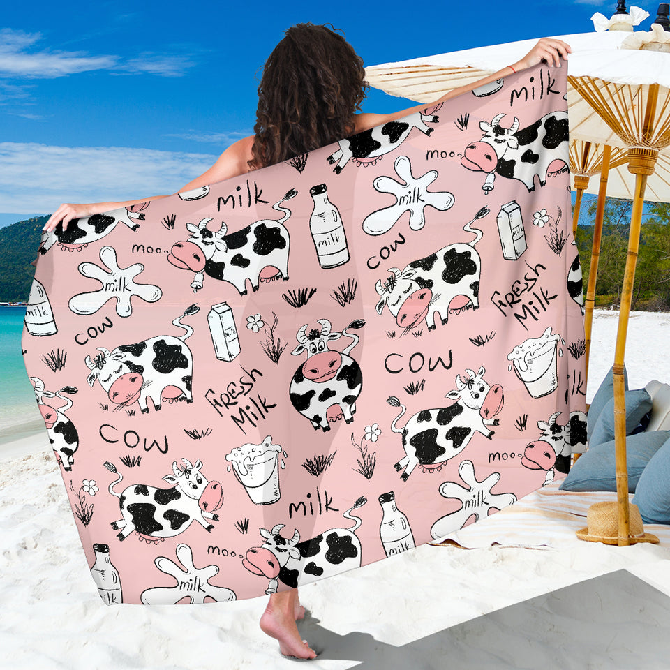 Cows Milk Product Pink Background Sarong
