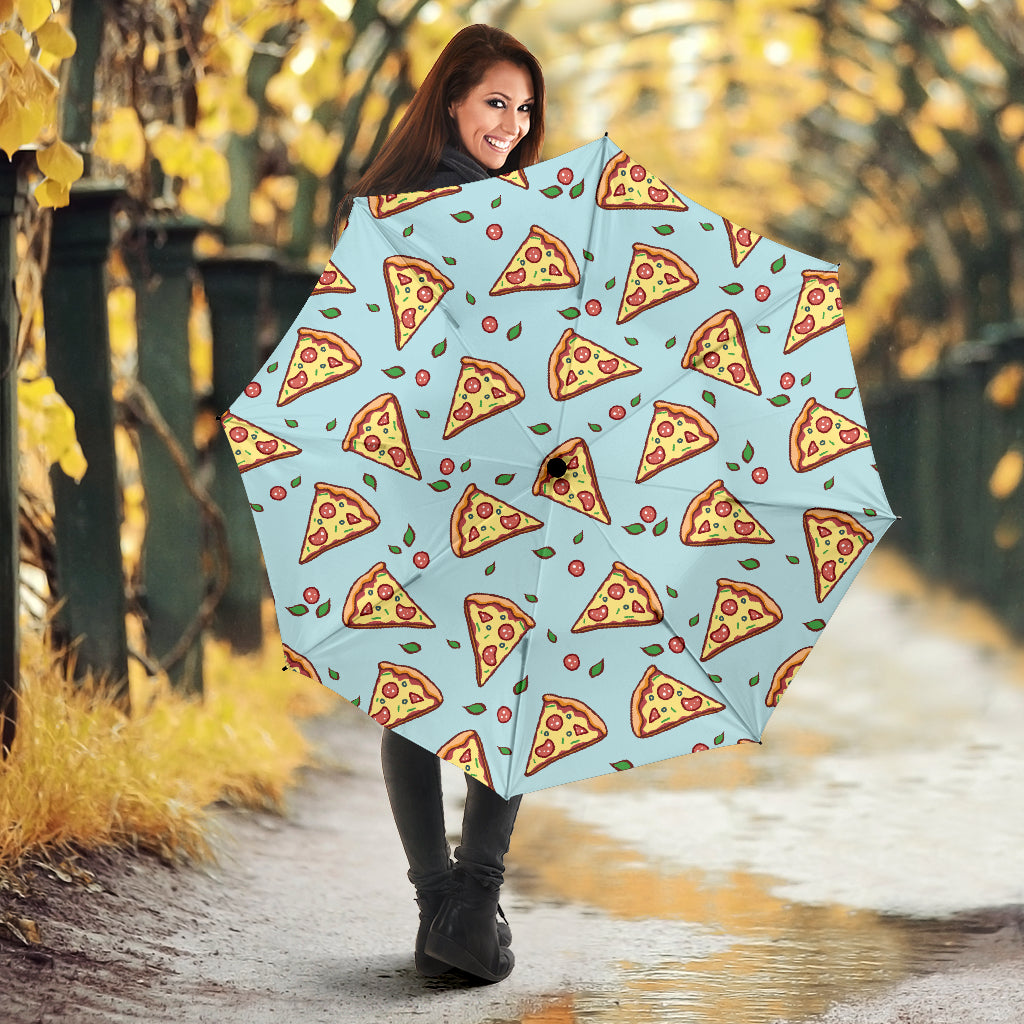 Hand Drawn Pizza Blue Background Umbrella