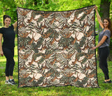 Monkey Tropical Leaves Background Premium Quilt
