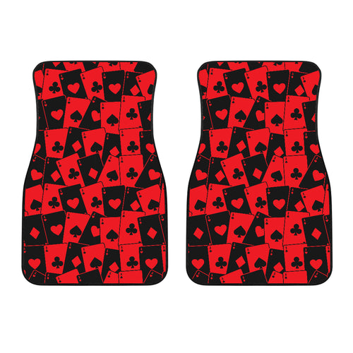 Casino Cards Suits Pattern Print Design 02 Front Car Mats