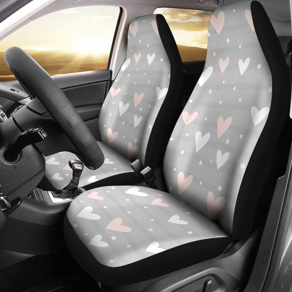 Heart Pattern Gray Background Universal Fit Car Seat Covers