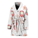Daruma Japanese Wooden Doll Cherry Blossom Flower Pattern Women'S Bathrobe