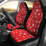 Snowflake Pattern Red Background  Universal Fit Car Seat Covers