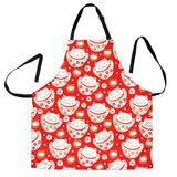 Cute Maneki Neko Lucky Cat Red Background Adjustable Apron