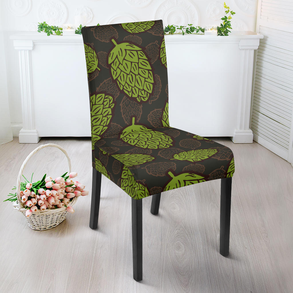 Hop Pattern Black Background Dining Chair Slipcover