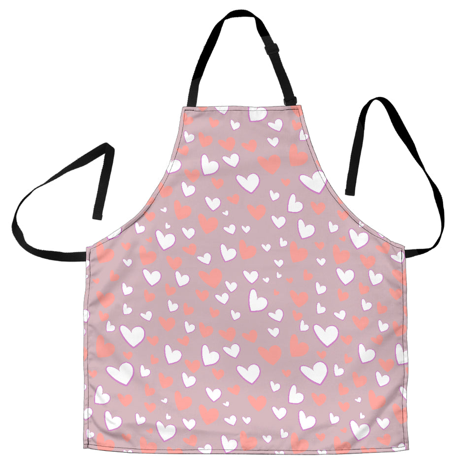 Coral White Heart Pattern Adjustable Apron
