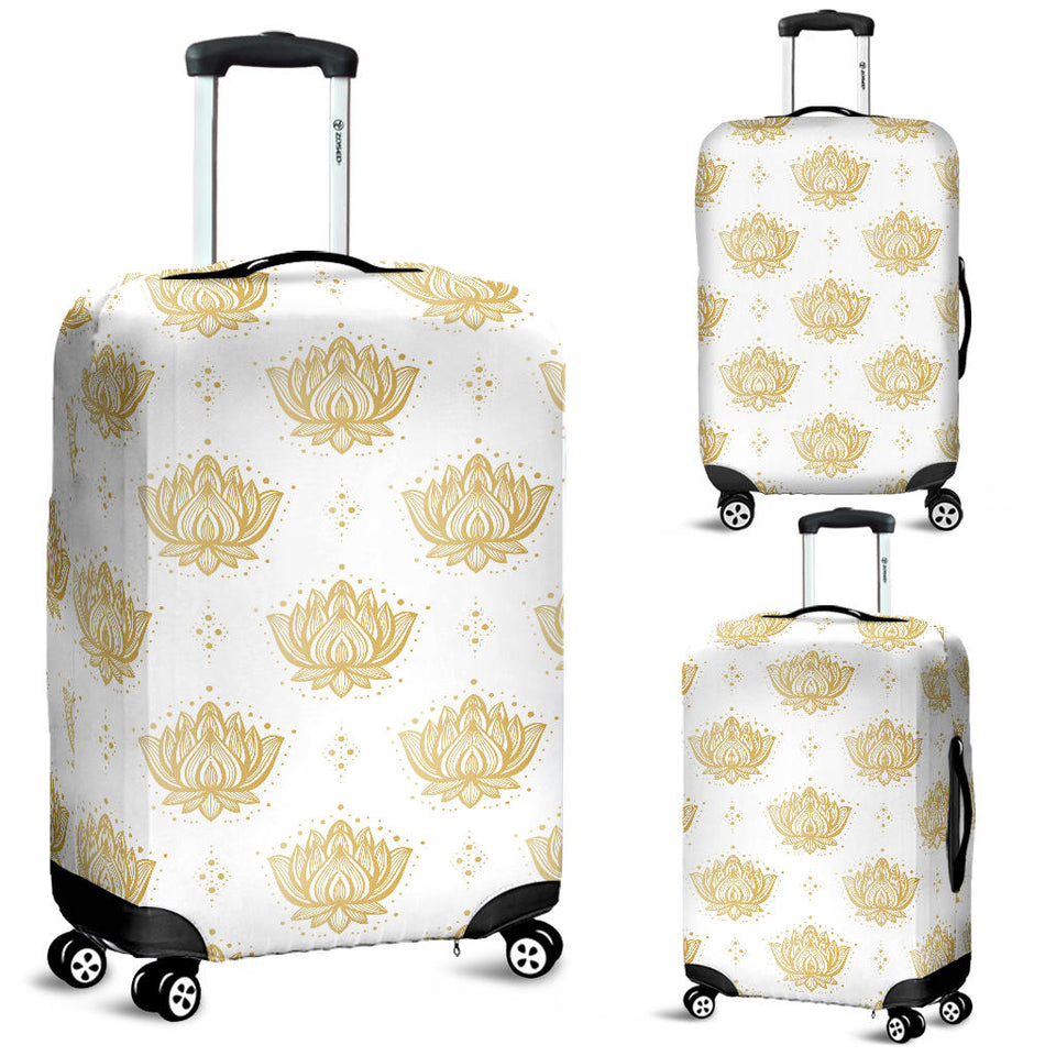 Gold Ornamental Lotue Waterlily Symbol Pattern Luggage Covers