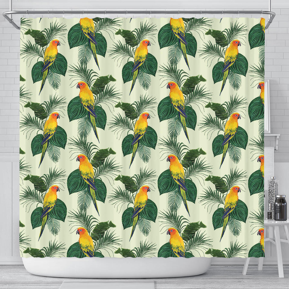 Beautiful Parrot Palm Leaves Pattern Shower Curtain Fulfilled In US
