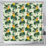 Beautiful Parrot Palm Leaves Pattern Shower Curtain Fulfilled In US