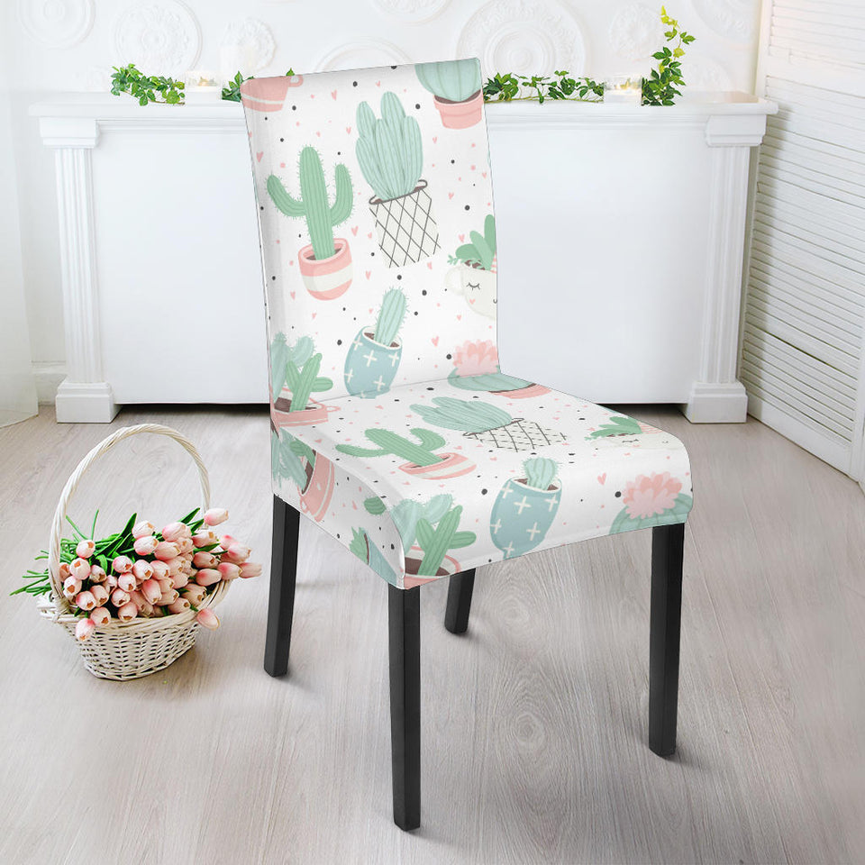 Pastel Colorcactus Pattern Copy Dining Chair Slipcover