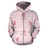 Poodle Dog Pink Color Theme Zip Up Hoodie