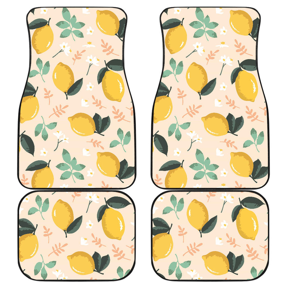 Lemon Flower Leave Pattern Front And Back Car Mats