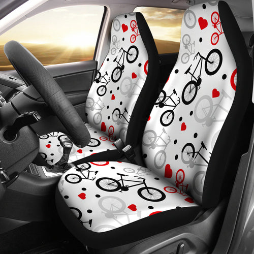 Bicycle Pattern Print Design 04 Universal Fit Car Seat Covers