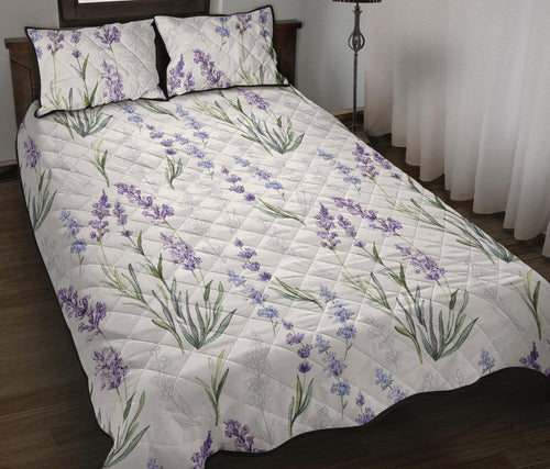 Hand painting Watercolor Lavender Quilt Bed Set