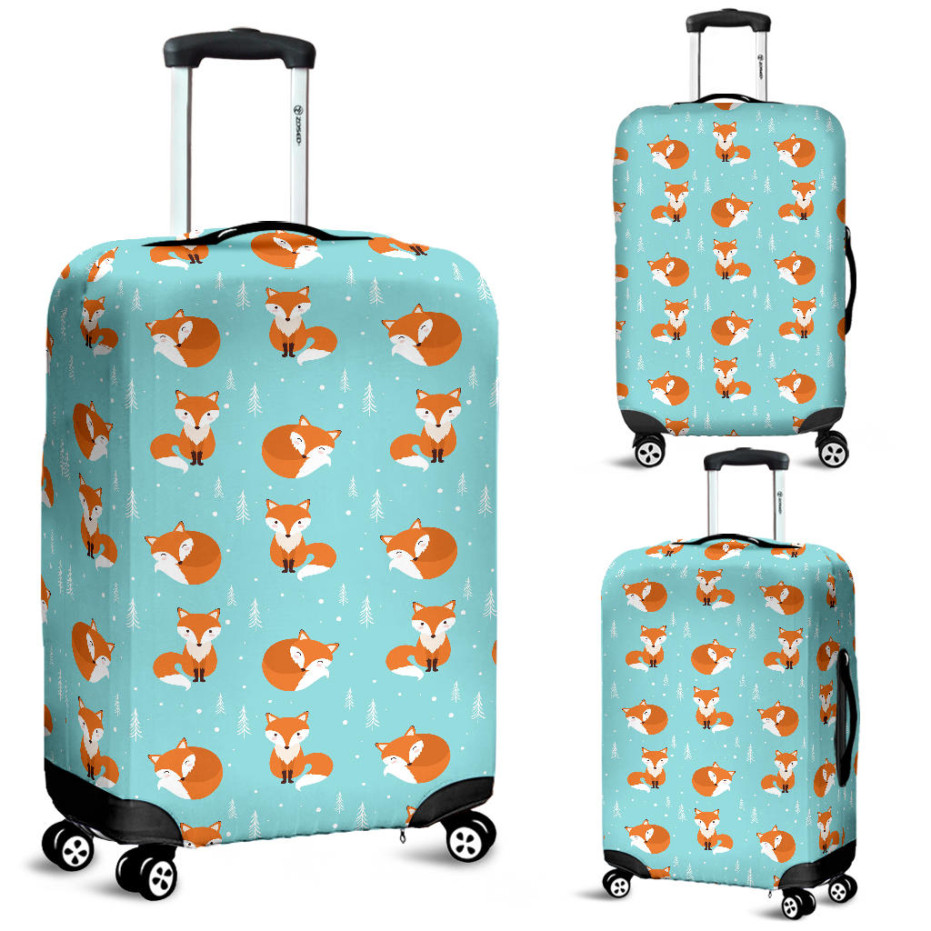 Fox Pattern Blue B Ackground Luggage Covers