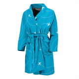 Airplane Destinations Blue Background Men'S Bathrobe