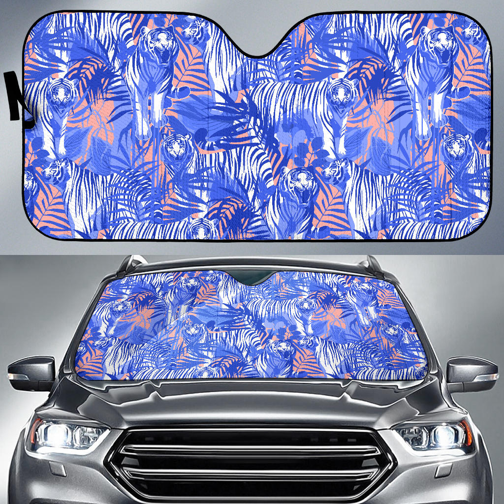 White Bengal Tigers Pattern Car Sun Shade