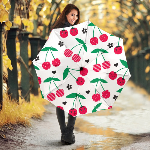 Cherry Pattern White Background Umbrella