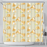 Cute Fat Shiba Inu Dog Pattern Shower Curtain Fulfilled In US
