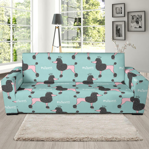 Poodle Dog Green Background Sofa Slipcover