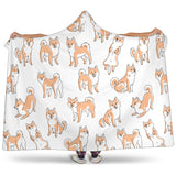 Shiba Inu Dog Pattern Hooded Blanket