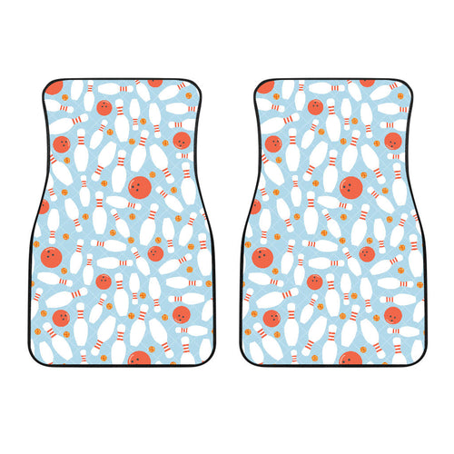 Bowling Ball Bowling Pins Blue Blackground  Front Car Mats