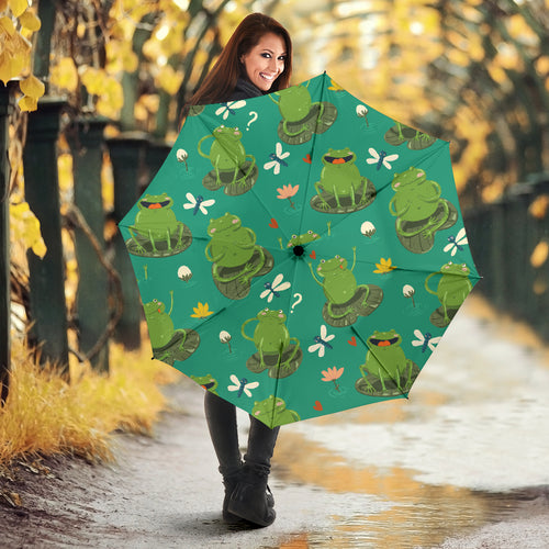 Cute Frog Dragonfly Design Pattern Umbrella