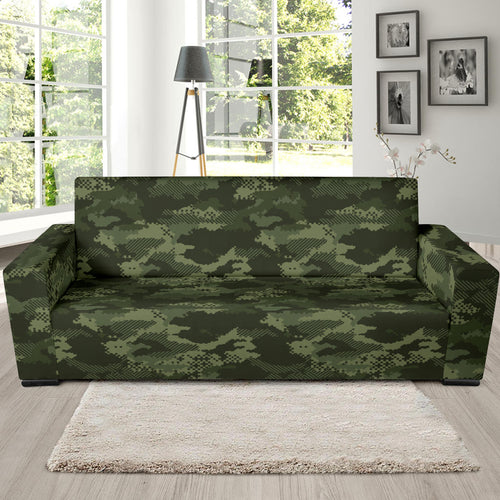 Digital Green Camo Camouflage Pattern Sofa Slipcover