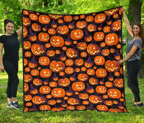 Halloween Pumpkin Pattern Premium Quilt