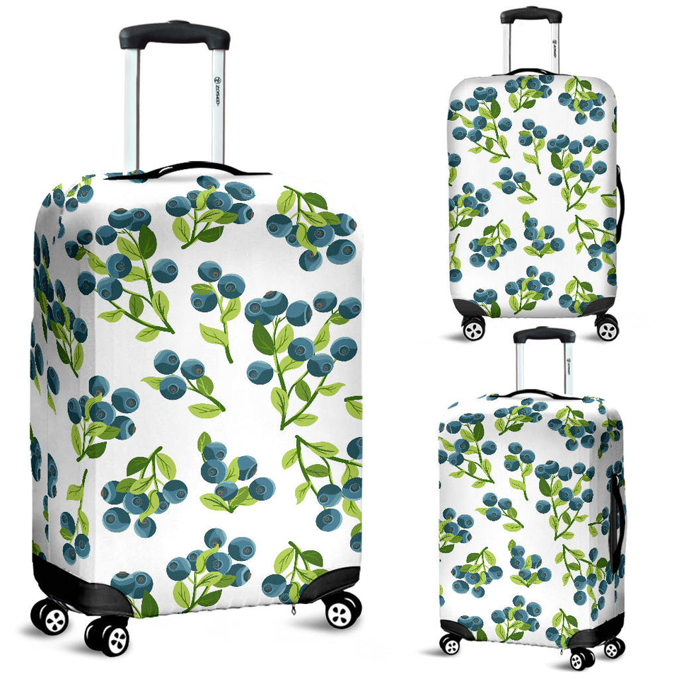 Blueberry White Background Luggage Covers