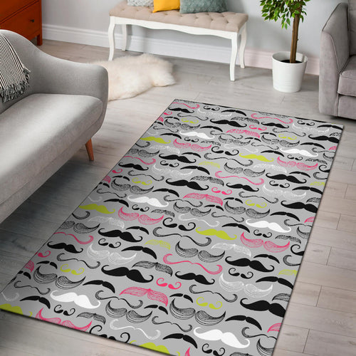 Mustache Beard Pattern Print Design 02 Area Rug