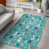 Christmas Cute Siberian Husky Puppie Pattern Area Rug