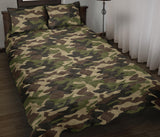 Dark Green camo camouflage pattern Quilt Bed Set