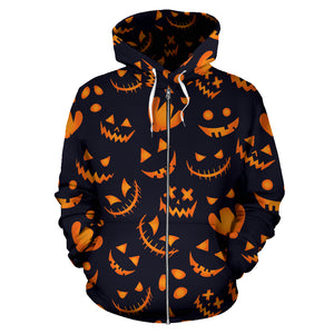 Halloween Pattern Pumpkin Background Zip Up Hoodie