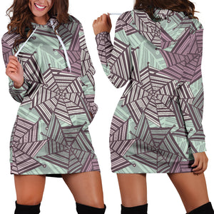Spider Web Cobweb Design Color Pattern Women'S Hoodie Dress