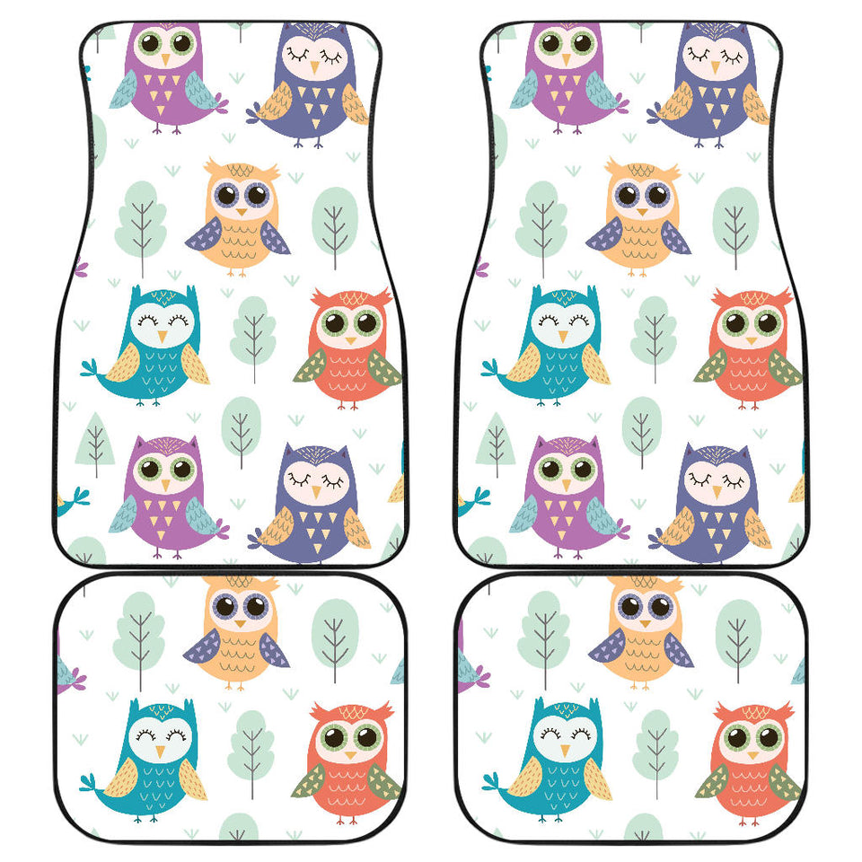 Cute Owl Pattern Front And Back Car Mats