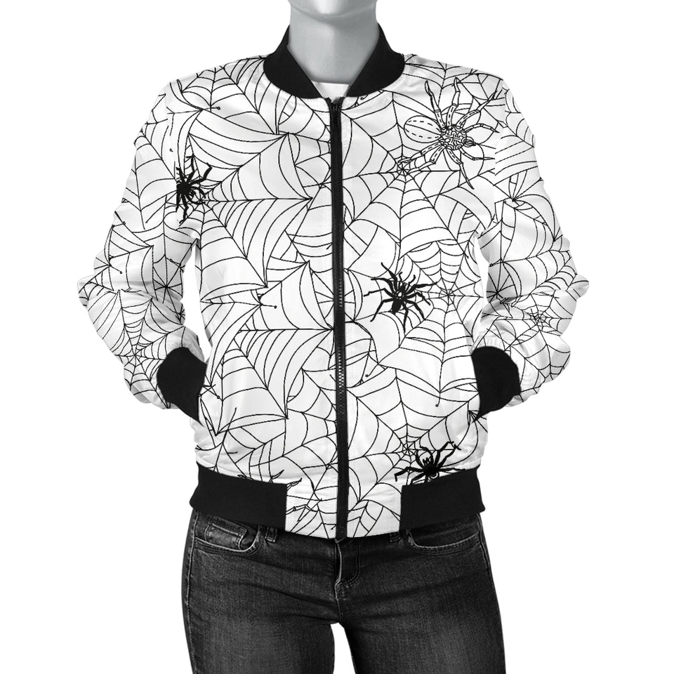 Spider Web Cobweb Pattern Women'S Bomber Jacket