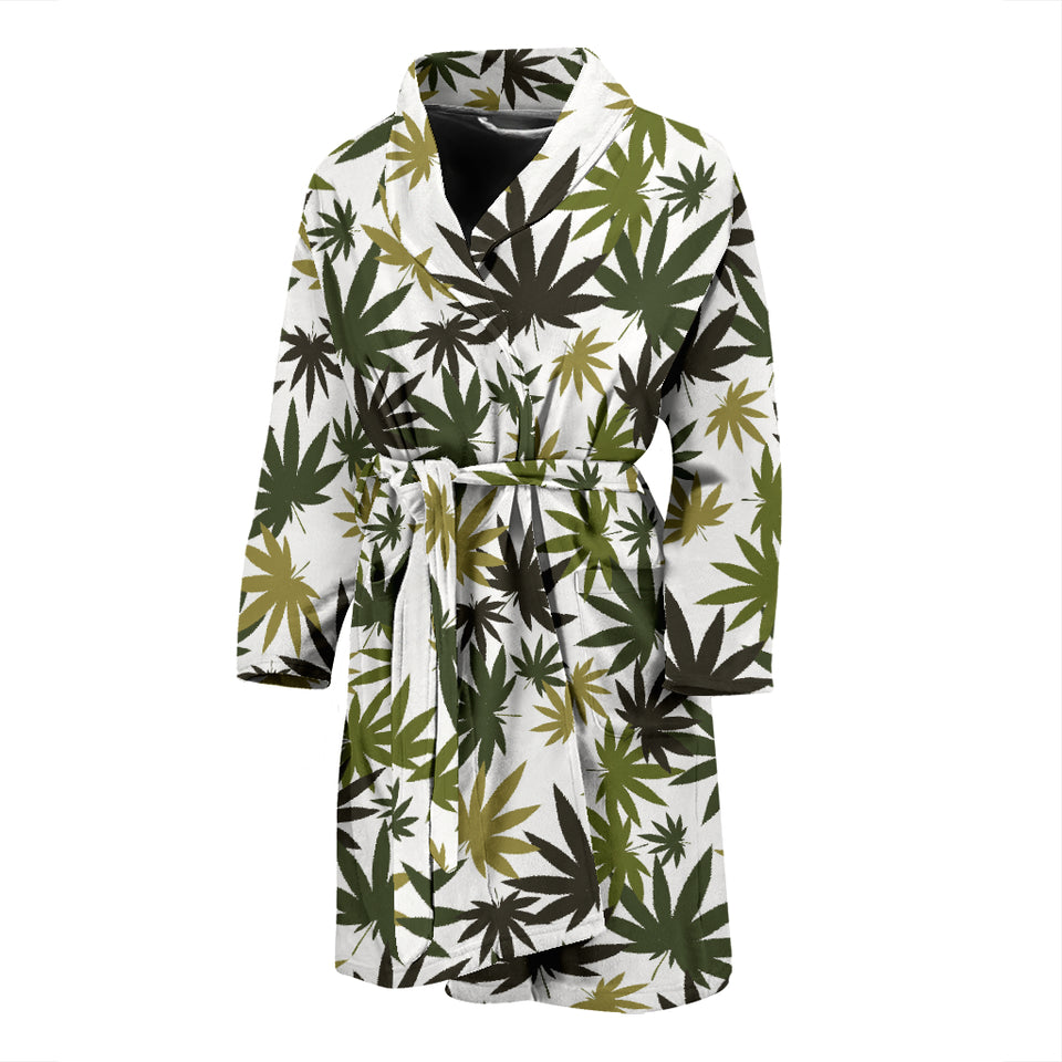 Canabis Marijuana Weed Pattern Print Design 05 Men's Bathrobe