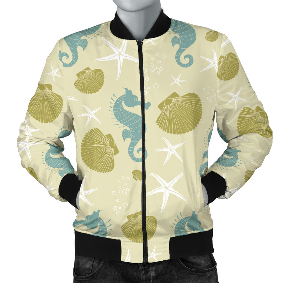 Seahorse Shell Starfish Pattern Background Men'S Bomber Jacket
