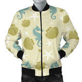 Seahorse Shell Starfish Pattern Background Men'S Bomber Jacket