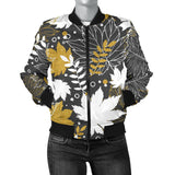 Beautiful Gold Autumn Maple Leaf Pattern Women'S Bomber Jacket