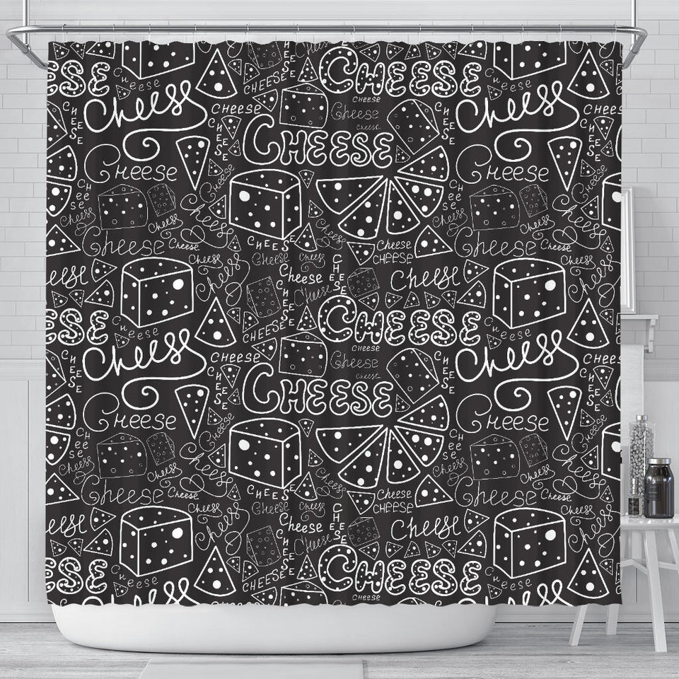 Handwritten Cheese Pattern Shower Curtain Fulfilled In US