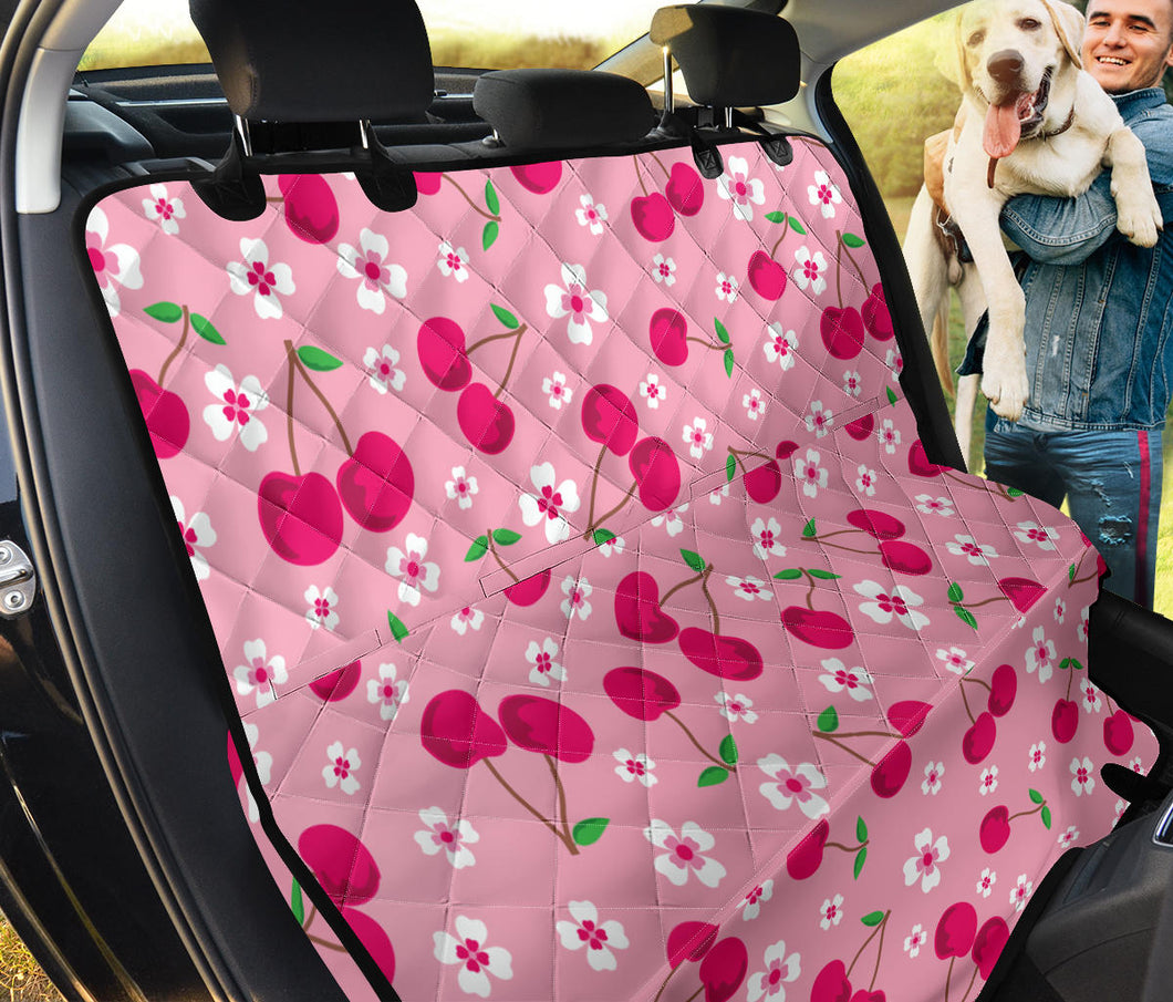Cherry Flower Pattern Pink Background Dog Car Seat Covers
