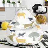 Silhouettes Of Goat And Tree Pattern Bean Bag Cover