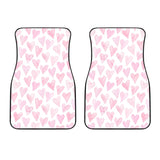 Watercolor Pink Heart Pattern Front Car Mats
