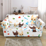 Cute Chihuahua Dog Pattern Loveseat Couch Slipcover