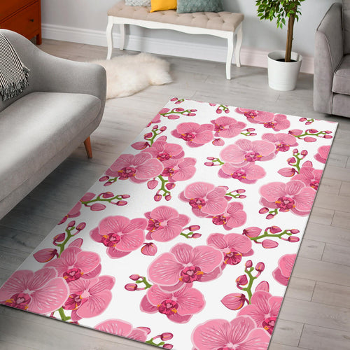 Pink Purple Orchid Pattern Background Area Rug